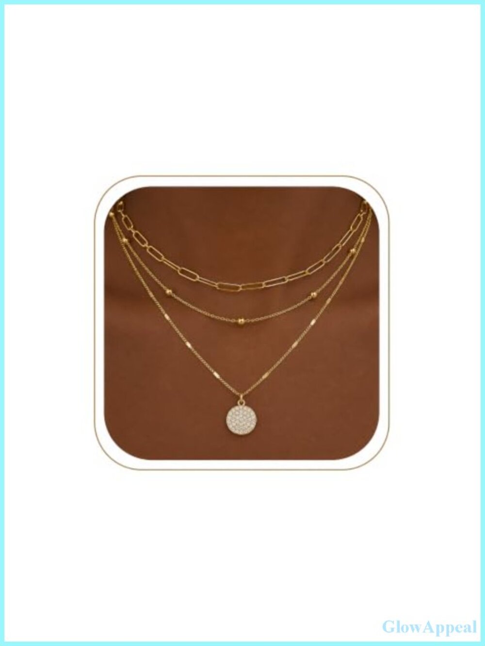 3 Piece Stainless Steel 18K Gold Plated CZ Pendant Necklace Set